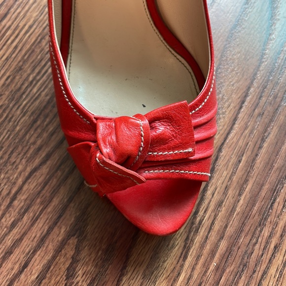 Bright Red Prada Peep-Toe Heels - Picture 9 of 9